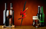 Beer and Wine with bottles on the table
