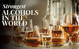 Strong Alcoholic Drinks and Distillates in Glasses and Bottles