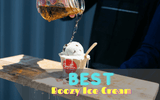 boozy ice cream poured with alcohol