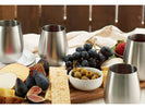 Stemless, stainless steel wine glasses for indoor table settings and outdoor picnics