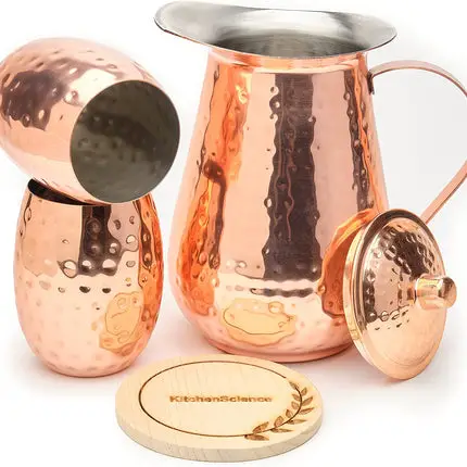 Kitchen Science Copper Water Pitcher Gift Set