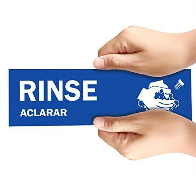 Wash, Rinse, Sanitize Sink Labels - Ideal for 3 Compartment Sink - 2.75" x 9" - Perfect Sticker Signs for Restaurants, Commercial Kitchens, Food Trucks, Bussing Stations, Dishwashing or Wash Station