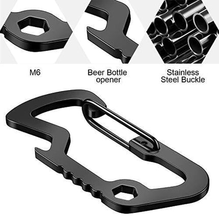 Advanced Mixology Retractable Key Chain Multifunction Badge Holder Reel with Steel Cable Multitool Keychain Bottle Opener for Mens, 2 Pieces (Black)