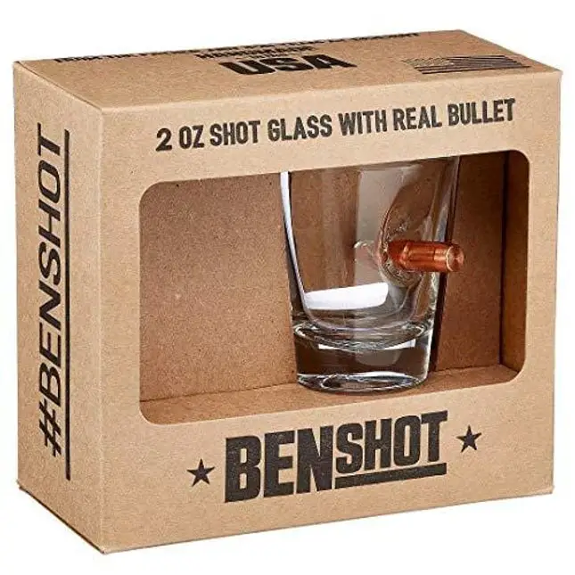 The Original BenShot Shot Glass with Real 0.308 Bullet MADE in the USA