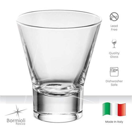 Bormioli Rocco 6-Pack YPSILON Cocktail Glasses set - 8.5 Ounce, Bar Glass, Stemless Martini Glasses for All Alcoholic Beverages like Margarita, Manhattans, Bourbon, Vodka, Gin, Lead-Free Whiskey Glass