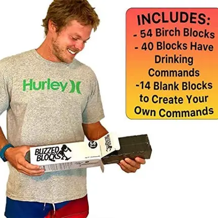 Buzzed Blocks Adult Drinking Game - 54 Blocks with Hilarious Drinking Commands and Games on 40 of Them | Perfect Pregame Party Starter | Entertaining Party Game for Adults | Novelty Funny Gift (Black)