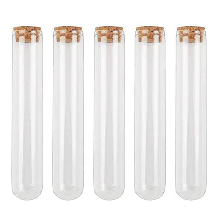 DEPEPE 25pcs 45ml Glass Test Tubes 25 x 140mm with Cork Stoppers for Bath Salt Candy Storage Science Lab Party