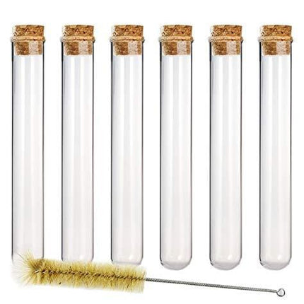 20pcs 35ml Glass Test Tubes 20 x 150mm with Cork Stoppers and Brush