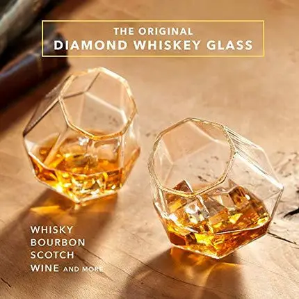 Dragon Glassware Diamond Whiskey Glasses, 10-Ounce, Set of 2