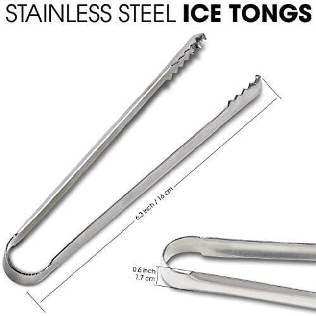 DUGATO Ice tongs, 2pcs 6.3 inch Stainless Steel with Sharp teeth make grabbing ice easy, for Ice Bucket Ice Sugar Cubes Coffee Bar Food Serving