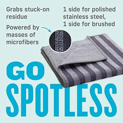 E-Cloth Stainless Steel Microfiber Cleaning Cloth, 300 Wash Guarantee, Gray & Silver, 2 Cloth Set