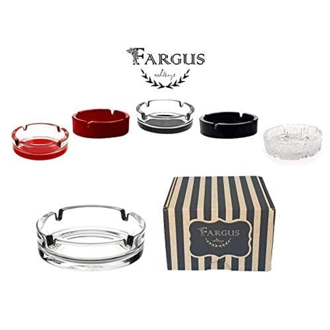 Fargus Glass Ashtrays for Cigarettes, Portable Decorative Modern Ashtray for Home Office Indoor Outdoor Patio Use, Fancy Cute Cool Ash Tray, Pack of 2 (Clear)