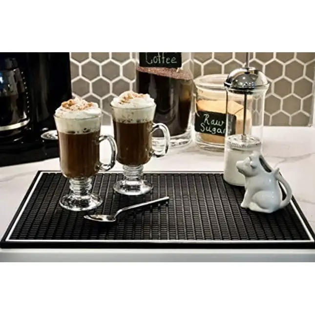 Highball & Chaser Premium Bar Mat, 18in x 12in. 1cm Thick Durable and Stylish Bar Mat for Spills. Service Mat for Coffee, Bars, Restaurants and Counter Top Dish Drying Mat, Glass Drying Mat (18 x 12)
