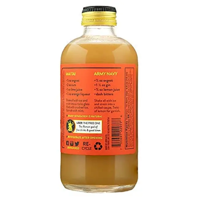 Liber & Co. Almond Orgeat Syrup (9.5 oz) Made with Whole, Roasted Almonds