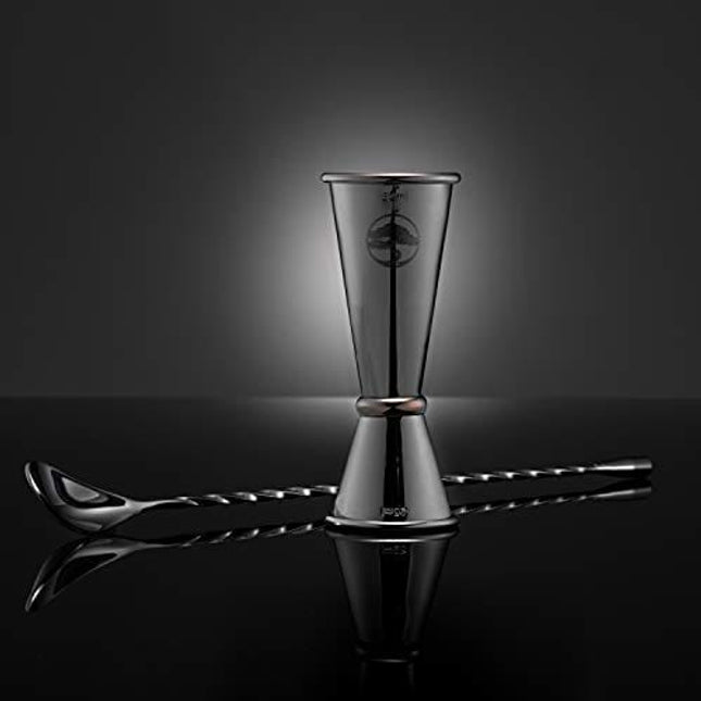 Stylish Cocktail Jigger 2oz 1oz – Japanese Jigger Bartender Kit | Stainless Steel Double Shot Measuring Jigger – Bar Accessories for Precise Liquor Measurements and Mixes (Titanium Edition)