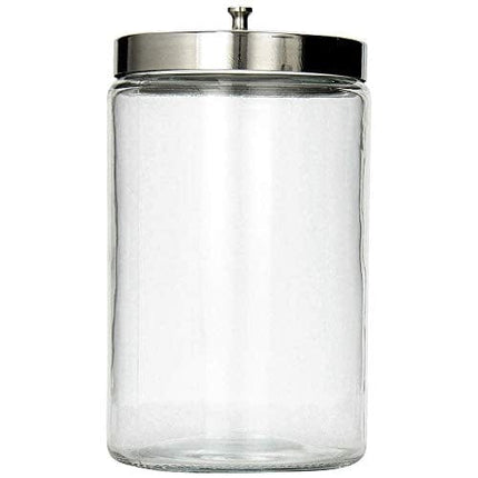 MABIS Decorative Storage Apothecary Clear Glass Jar for Kitchen, Bathroom or Laundry Organization with Metal Lid, 4.1 x 3.9 x 7 inches