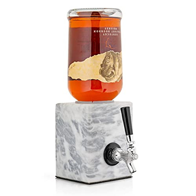 Liquor Dispenser with Stainless Steel Tap, Beverage Dispenser Makes a Great Addition to any Home Bar, Polished Marble