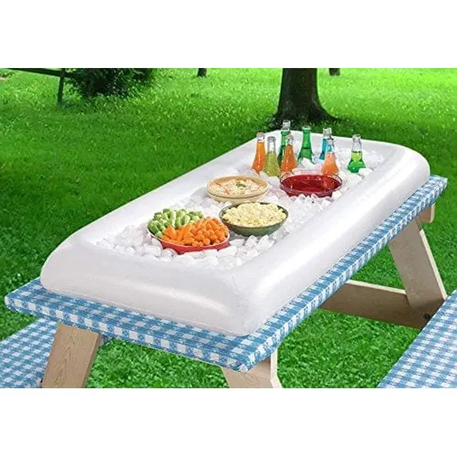 Inflatable Serving Bar Salad Ice Tray Food Drink Containers - BBQ Picnic Pool Party Supplies Buffet Luau Cooler,with a Drain Plug