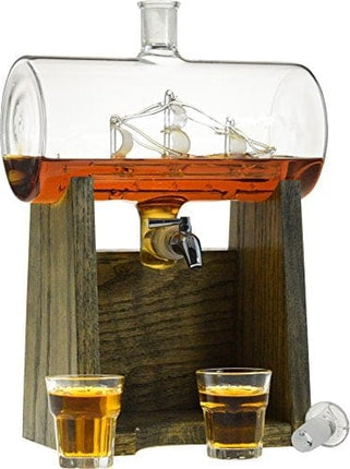 Bourbon Whiskey Decanter - 1150ml Liquor Dispenser for Rum, Vodka, Wine, Whiskey, Etc- Sailing/Boating Gifts for Men and Women, Nautical Decor Newlywed Gift, Unique Bourbon Gifts (Prestige Decanters)