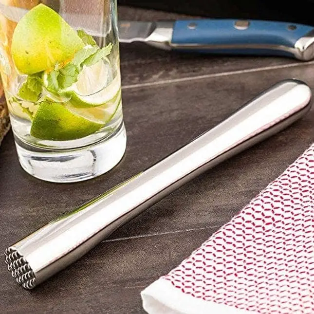 8-inch Stainless Steel Cocktail Muddler: Perfect for Bars, Catering Events, and Home Use - Commercial Grade - Long Handle Length for Easy Use with Mojitos and Old Fashioneds - 1-CT - Restaurantware