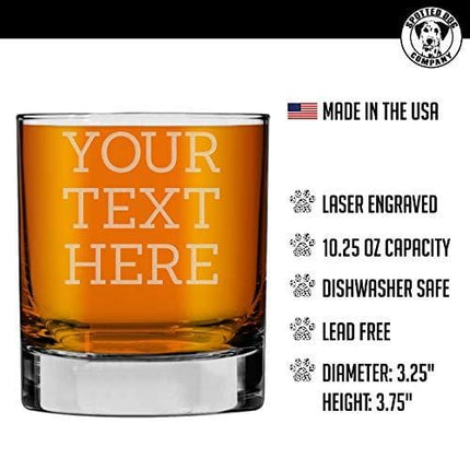 Personalized Etched Custom Message 10.25oz Whiskey Rocks Glass | Your Text Here