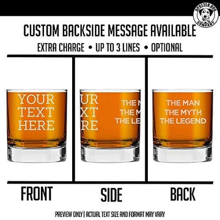 Personalized Etched Custom Message 10.25oz Whiskey Rocks Glass | Your Text Here