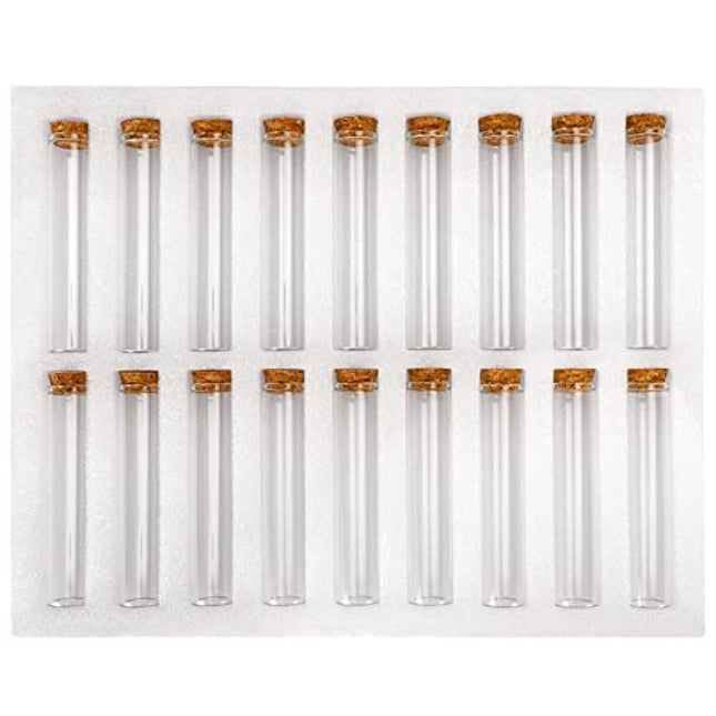 SUPERLELE 18pcs 55ml Glass Test Tubes 25×120mm Clear Flat Test Tubes with Wooden Stopper for Science Lab, Plant Propagation, Bath Salt and Candy Storage