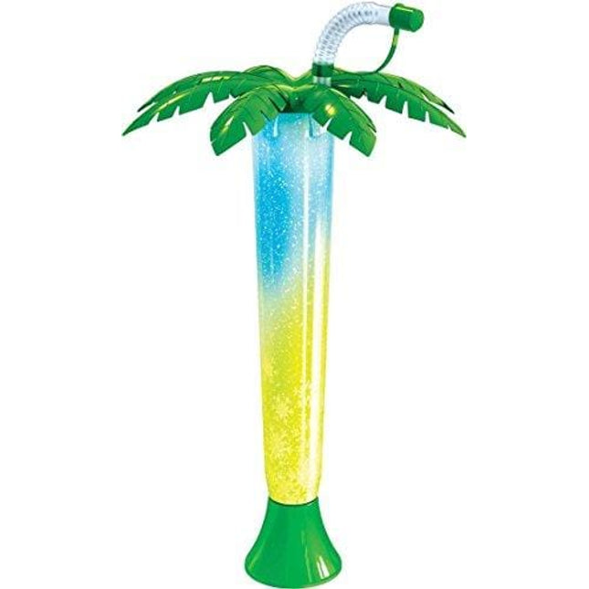 Palm Tree Luau Yard Cups Party 6-Pack - for Margaritas, Cold Drinks, Frozen Drinks, Kids Parties - 14 oz. (400 ml) - set of 6 Yard Cups in assorted Palm colors
