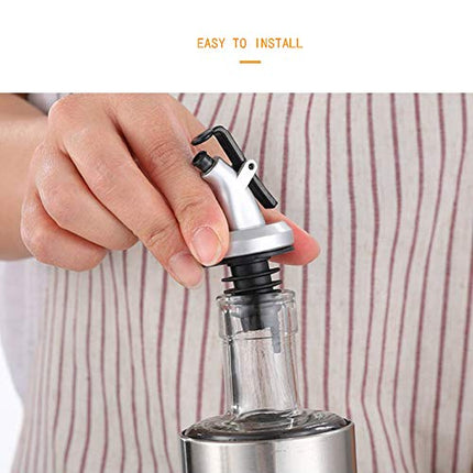 10 Pcs Pour Spouts, TBWHL Olive Oil Vinegar Dispenser Bottle Liquor Wine Pourers Flip Top Stopper Leak-proof with Lid for Kitchen and Bar