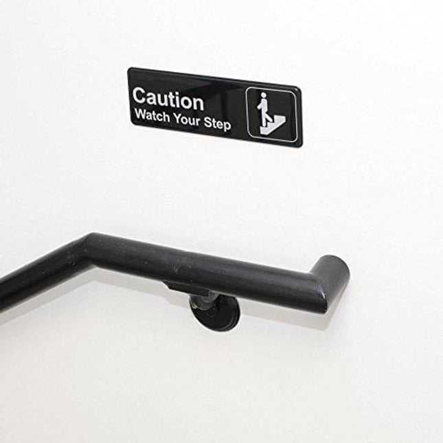 Caution Watch Your Step Sign - Black and White, 9" x 3", Safety/Caution Signs, Restaurant Compliance Signs by Tezzorio