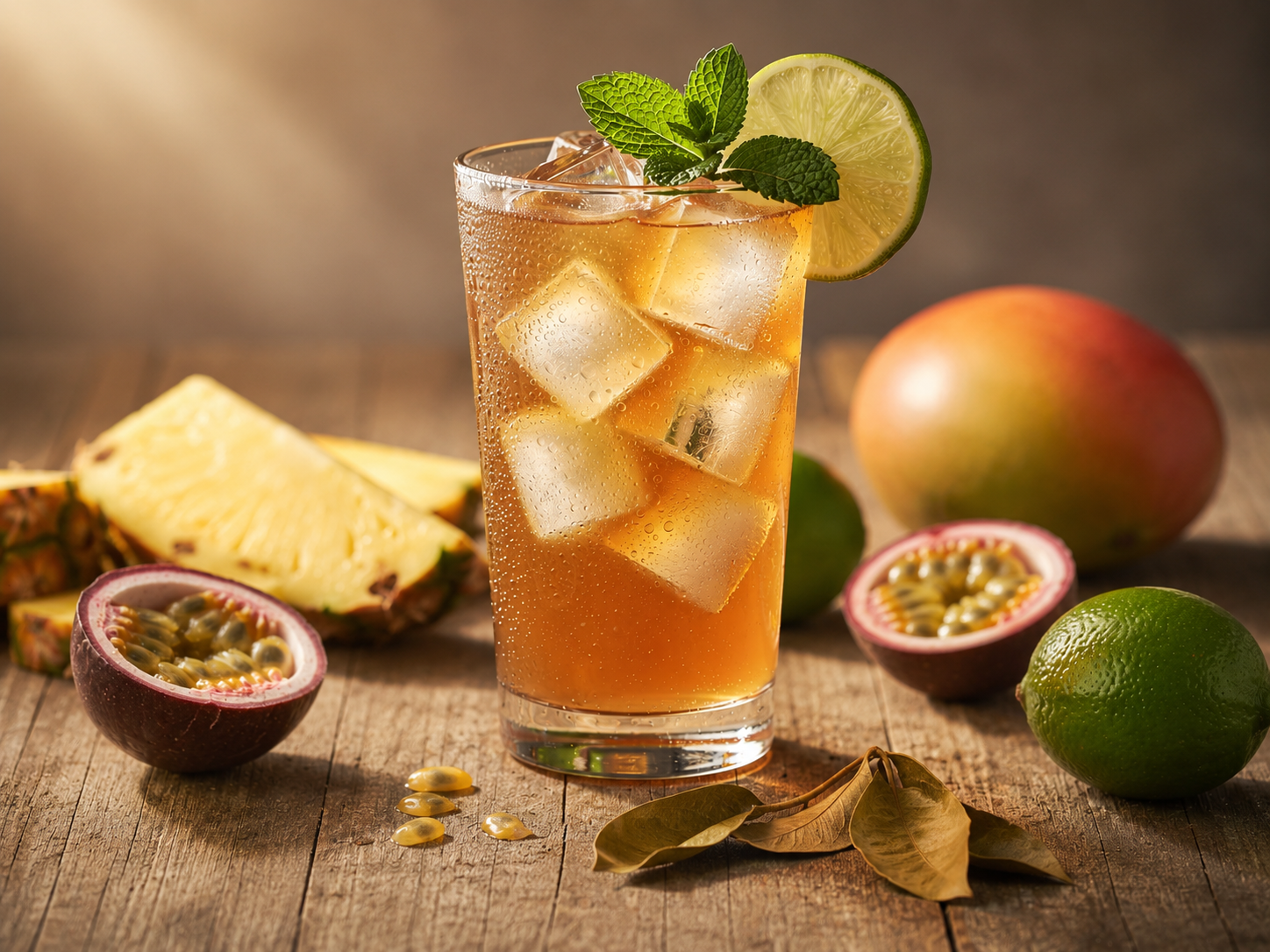 How to Build a Tropical Herbal Tea Mocktail with Citrus, Mint and Sparkle