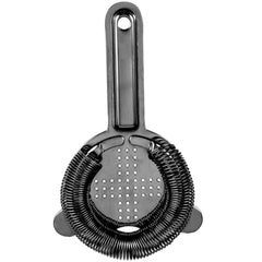 A black hawthorne strainer with a cross shape holes