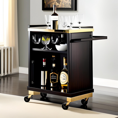 elegant bar cart in a home bar or man cave