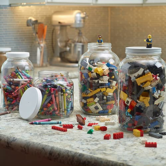 Large Glass Jars with Lid - Wide Mouth 1 Gallon Glass Jar with Lid - Glass Gallon Jar for Kombucha & Sun Tea - Gallon Mason Jars are Large Glass Jars with Lids 1 Gallon for Food Storage - 2 Pack