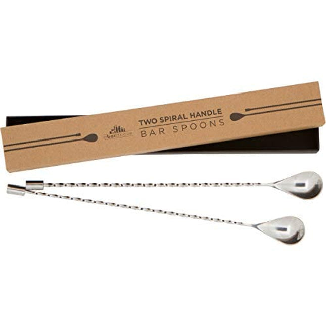 A Bar Above Bar Spoon Set – Spiral Handle Stainless Steel Mixing Spoons for Cocktail Mixer Set to Stir & Layer – Basic Professional or Home Bar Accessories (2 Pcs - 12”)