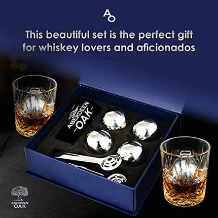 Whiskey Stones Set of 4 - Whiskey Rocks Chilling Stones, Stainless-Steel Whiskey Stone Ice Cubes and Balls, Chilling Rocks, Whiskey Stones Large, Bourbon Stones Bar Accessories