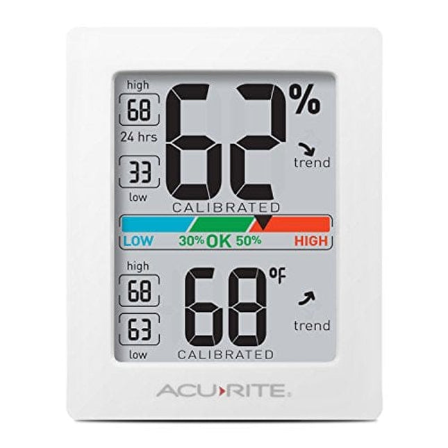 AcuRite Digital Hygrometer with Indoor Monitor and Comfort Scale (01083M) Room Thermometer Gauge with Temperature Humidity, 3 x 2.5 Inches, White