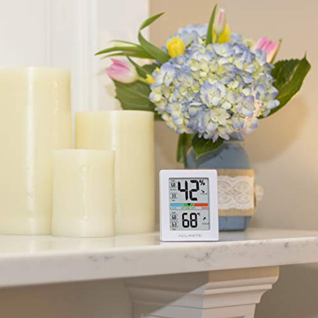 AcuRite Digital Hygrometer with Indoor Monitor and Comfort Scale (01083M) Room Thermometer Gauge with Temperature Humidity, 3 x 2.5 Inches, White