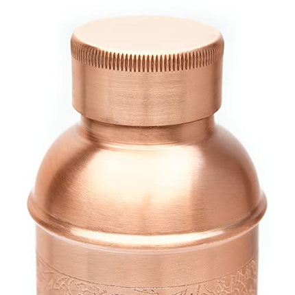 100% Pure Copper Designer Water Bottle (34 OZ/ 1000 ml) w/ Carrying Canvas Bag & Sleeve