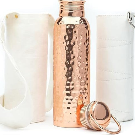 100% Pure Water Bottle with Free Sleeves and Carrying Bag - Hammered Design