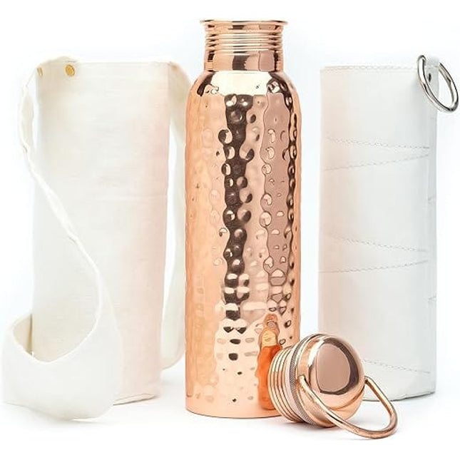 Kitchen Science 100% Pure Water Bottle with Free Sleeves and Carrying Bag - Hammered Design
