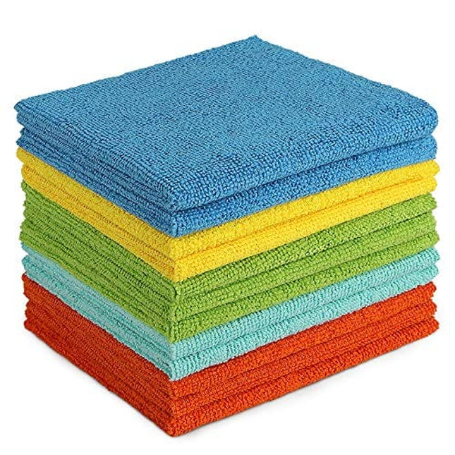 AIDEA Microfiber Cleaning Cloths-12Pack, All-Purpose Soft Absorbent Car Cleaning Cloth, Lint Free - Streak Free Wash Cloth for House, Kitchen, Car, Window, Gifts(12in.x 12in.)