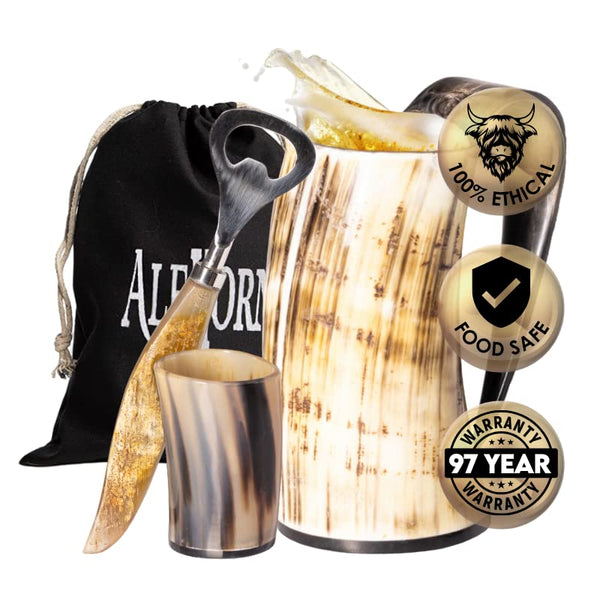 AleHorn Viking Mug, Shot Glass and Bottle Opener Bundle