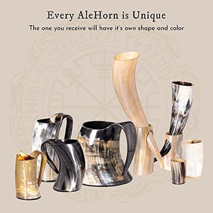 AleHorn Viking Mug, Shot Glass and Bottle Opener Bundle | Father's Day Gift Ideas - Viking Drinking Horn for Beer, Ale or Mead - 16 oz