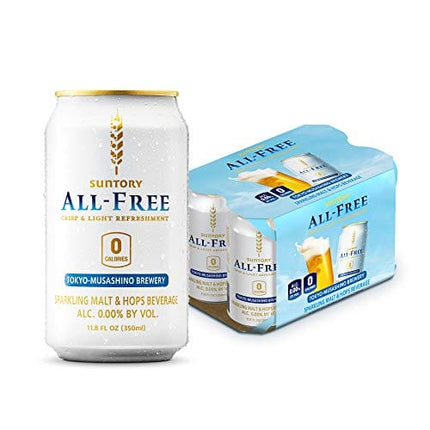 Suntory ALL-FREE, Beer-Alternative, Non Alcohol, 6-pack, Ultra-Light, Ultra-Crisp, Ultra-Refreshing, 0.00% Alc. and 0 Calories from Japan,11.8 Fl Oz (Pack of 6)