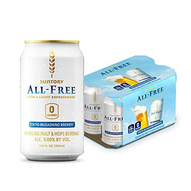 Suntory ALL-FREE, Beer-Alternative, Non Alcohol, 6-pack, Ultra-Light, Ultra-Crisp, Ultra-Refreshing, 0.00% Alc. and 0 Calories from Japan,11.8 Fl Oz (Pack of 6)