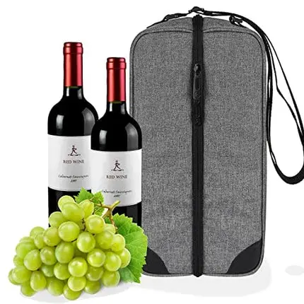 ALLCAMP Wine tote Bag with Cooler Compartment，Picnic Set Carrying Two sets of tableware（Gray）