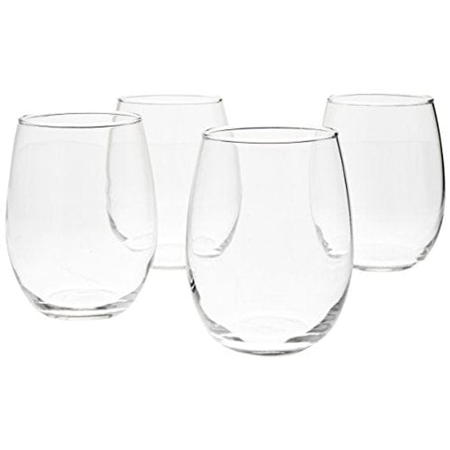 Amazon Basics Stemless Wine Glasses (Set of 4), 15 oz