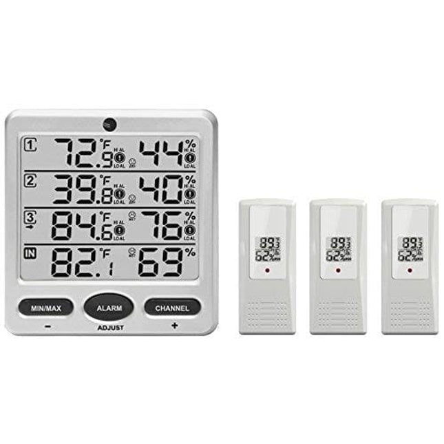 Ambient Weather WS-10 Wireless Indoor/Outdoor 8-Channel Thermo-Hygrometer with Three Remote Sensors