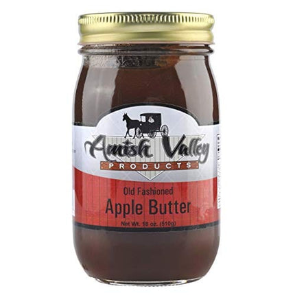 Amish Valley Products Apple Butter Glass Jar Old Fashioned Homestyle Slow Cooked (No Corn Syrup) (Regular)